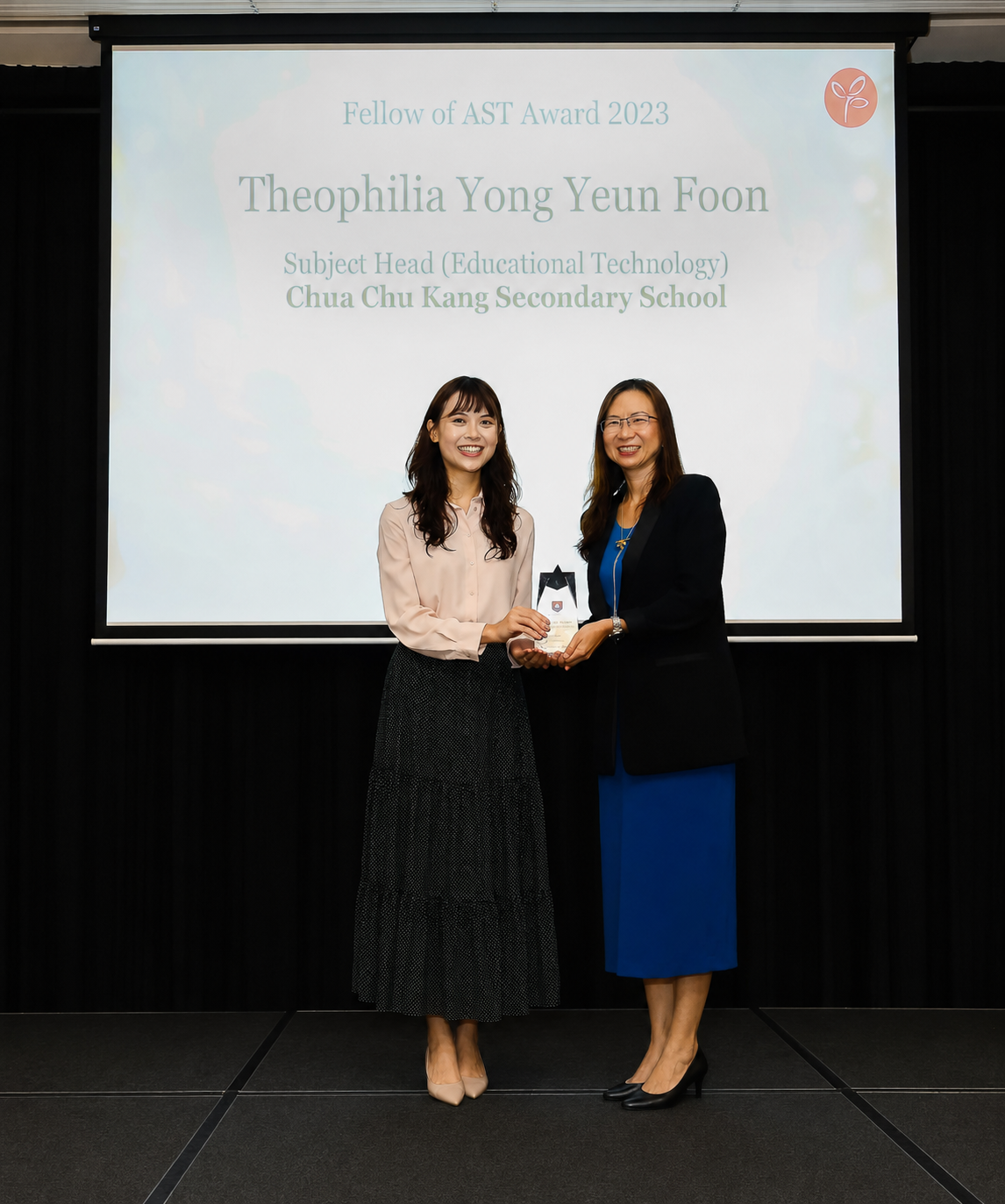Teacher receiving award